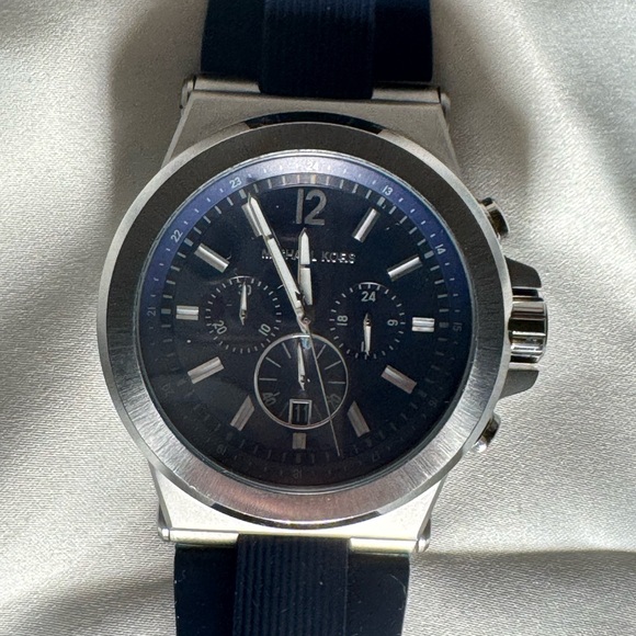 Michael Kors Navy and Silver Chronograph Watch - Picture 1 of 4